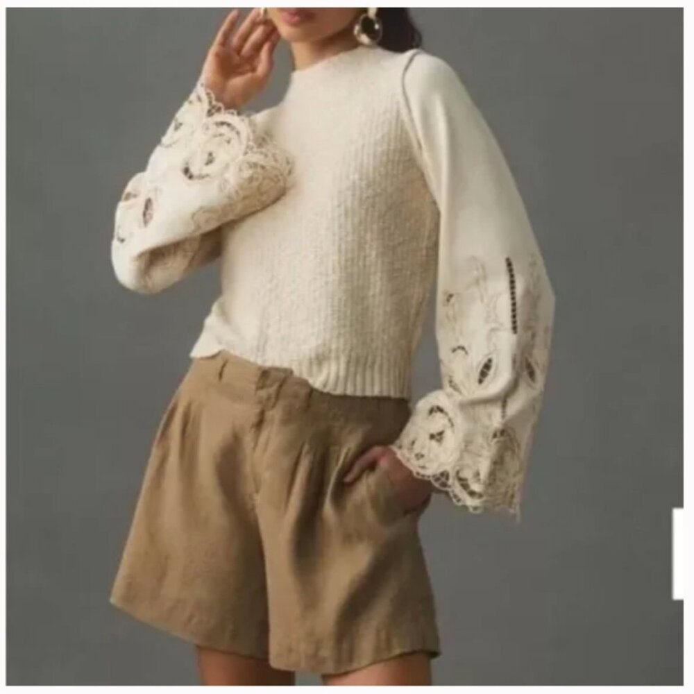 NWT Anthropologie Textured Eyelet Twofer Sweater Vest Top - Picture 2 of 11